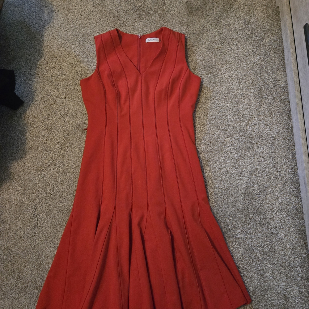 Calvin Klein Vibrant Red Midi Dress